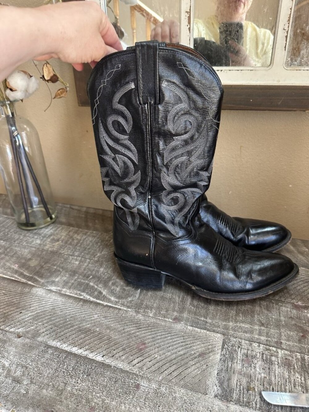 Dan Post Cowboy Boots Men’s 8.5 Extra Wide Black Leather Western Milwaukee - Picture 4 of 6